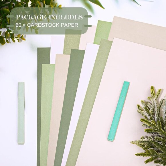 60 Sheet 8.5 x 11 Inch Nude Sage Green Card Stock Paper Thick Paper Cards Colore - Picture 4 of 7
